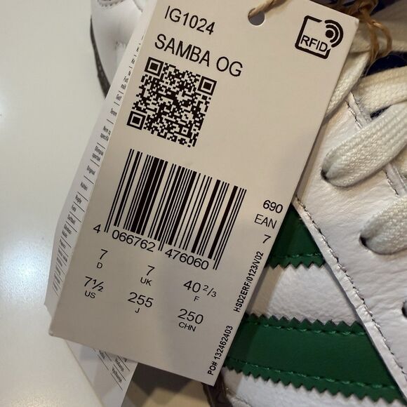 Adidas Samba OG Cloud White / Green / Gum IG1024 Men\'s Size 7.5 main image 4